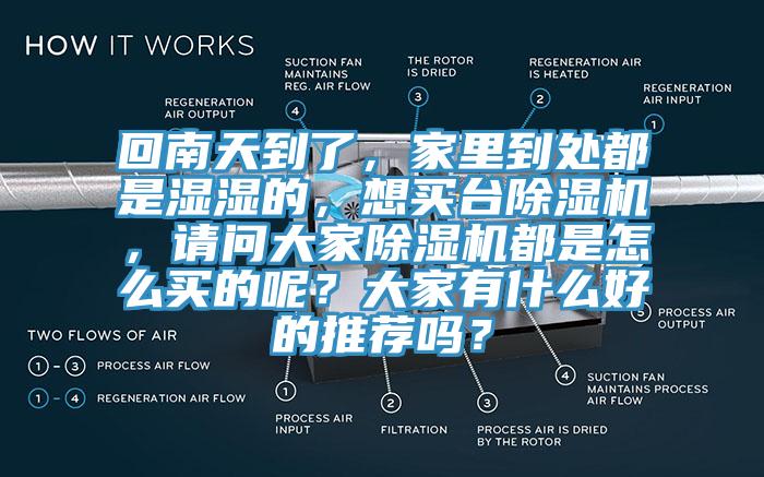 回南天到了，家里到處都是濕濕的，想買臺除濕機，請問大家除濕機都是怎么買的呢？大家有什么好的推薦嗎？