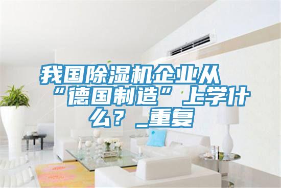 我國除濕機企業(yè)從“德國制造”上學(xué)什么？_重復(fù)